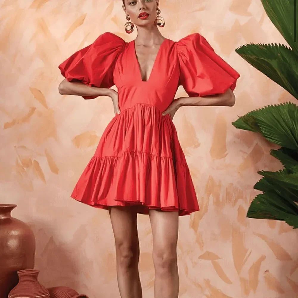 Erica Peña Chloe Mini dress in coral red XS/S New